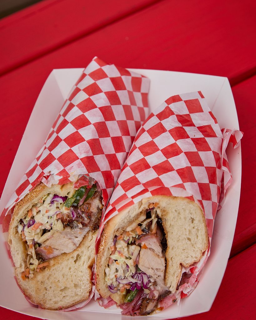 The 512 Banh Mi sandwich with pork belly