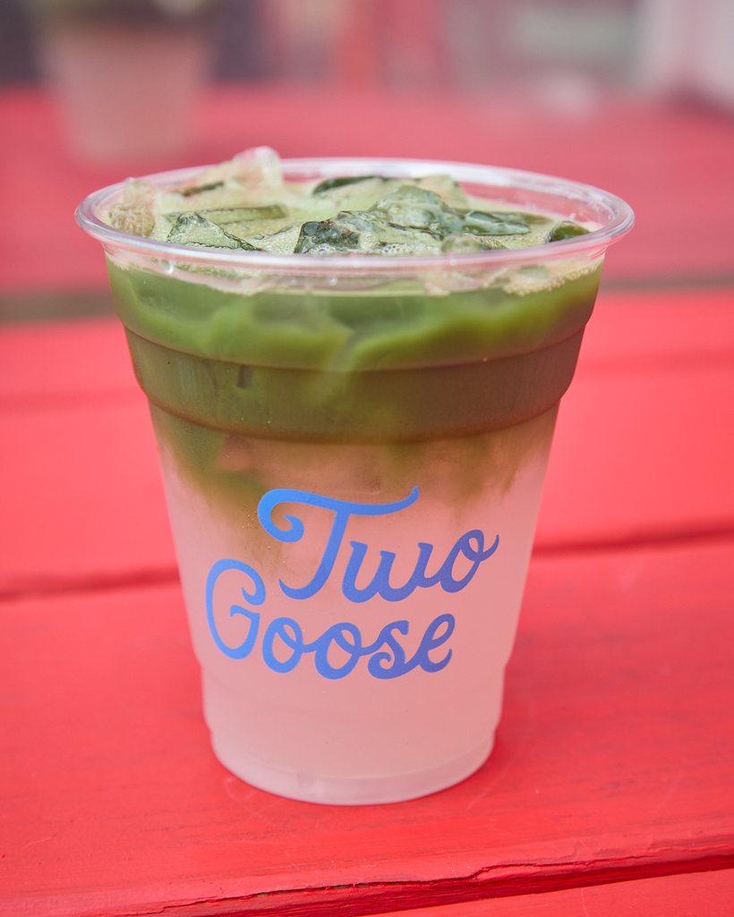 Matcha Lemonade made with Goose Juice