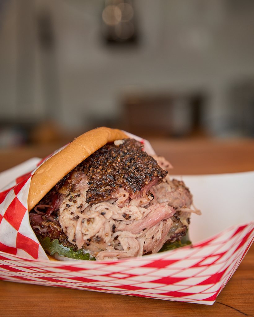 The Meat Market sando with smoked pulled pork