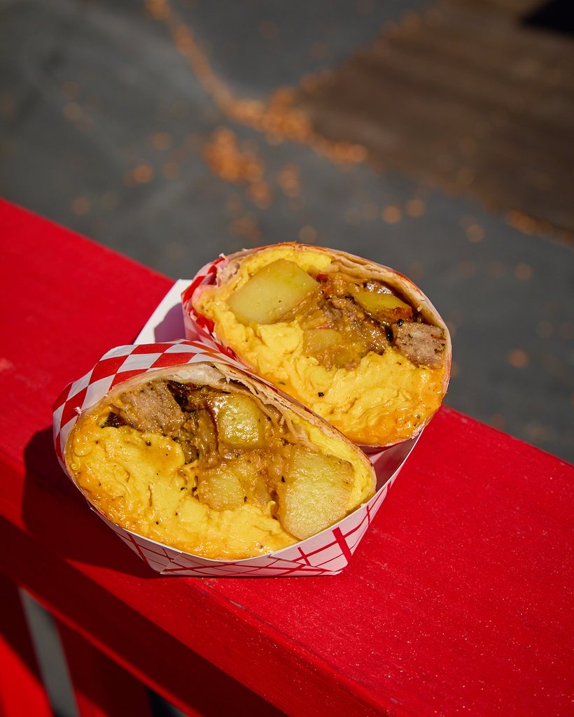 The Workhorse burrito with house sausage, egg and potato